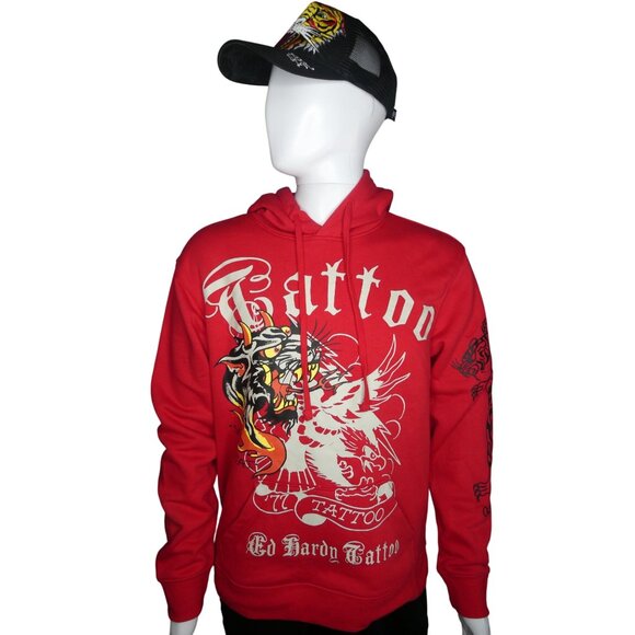 Ed‎ Hardy Men's 77 Tattoo Red Hoodie EHM1300-36 Size M - Picture 2 of 12